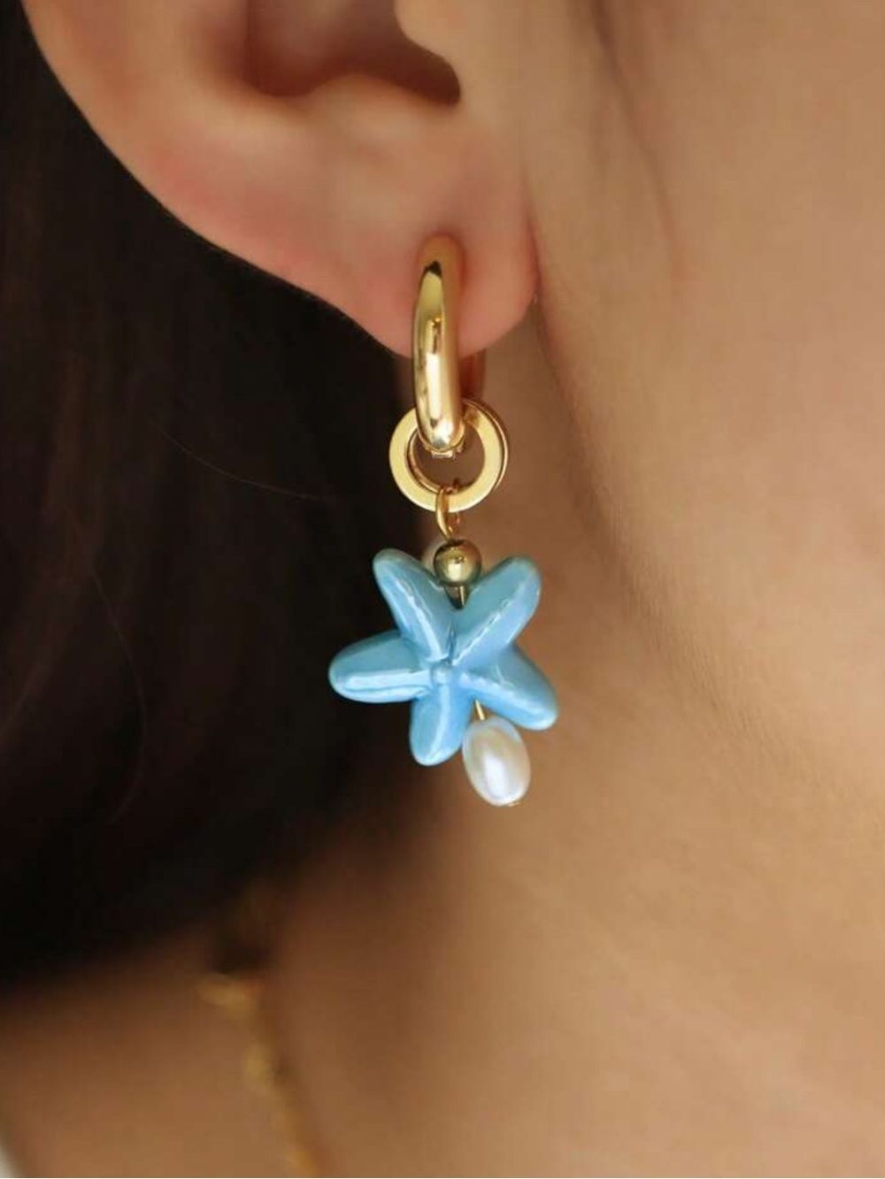 Starfish hoop earrings Q1125